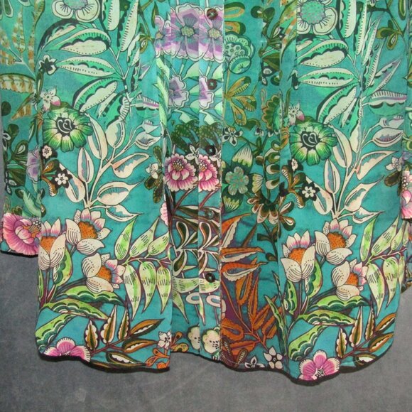 Soft Surroundings Luau Garden Top Tank Set Size S Green Floral Flowy Sheer Women - Picture 3 of 10